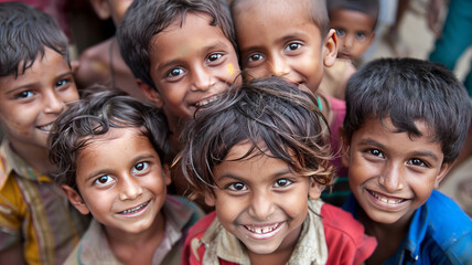 Fototapeta premium a picture of showing kids happy faces those are getting donations for their education