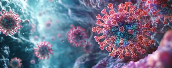 Obraz premium Microscopic Battle: Detailed Illustration of Human Immune Response to Dengue with Cells and Antibodies