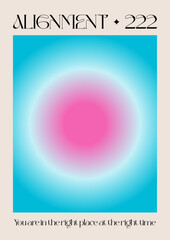 Modern abstract poster with Angel Numbers. Angel No 222 Alignment. Gradient aura, colorful and bright background, printable poster templates ready layout, trendy collection. Positive energy art
