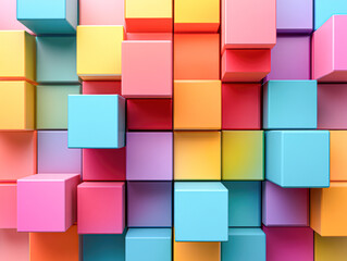 A colorful wall made of blocks in various colors