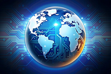 Fototapeta premium Global Economic Efficiency: AI Circuit Globe with Dollar Icon - Technology and Finance Concept on White Background