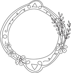 Hand drawn beautiful vintage mirror doodle illustration on transparent background.
