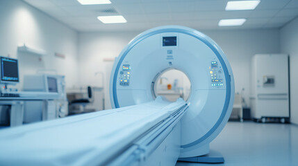 W nowoczesnym laboratorium medycznym znajduje się zaawansowana maszyna do MRI lub CT, kluczowa w precyzyjnej diagnostyce medycznej. 