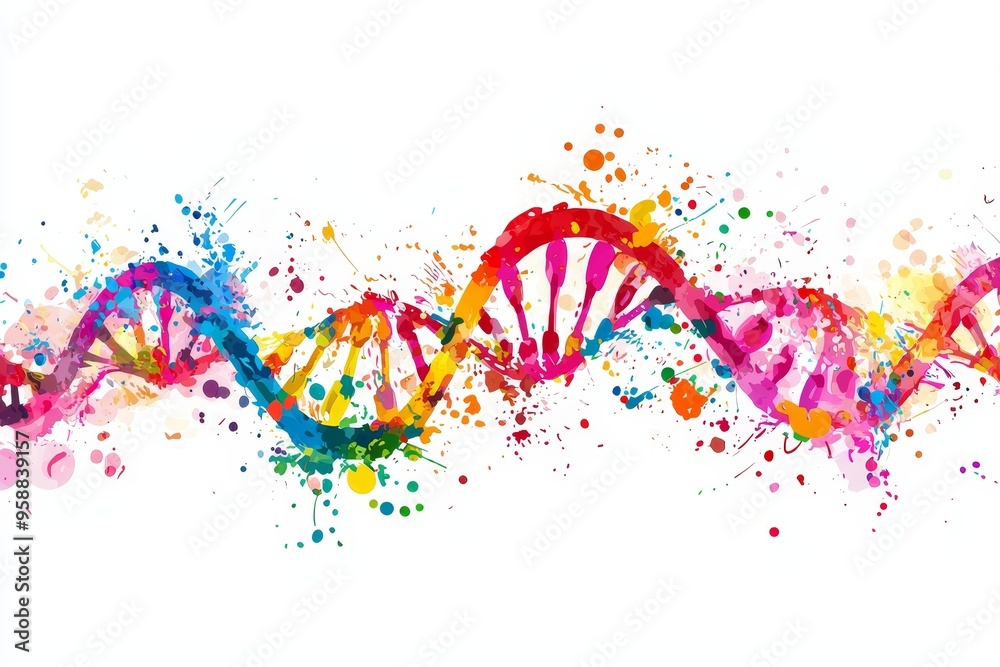 Aufkleber the modern dna structure is shown in neon color in a microscope