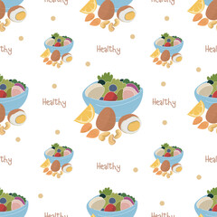 Healthy food seamless pattern background.
