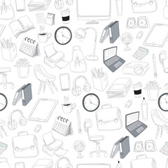 Office equipment seamless pattern background.
