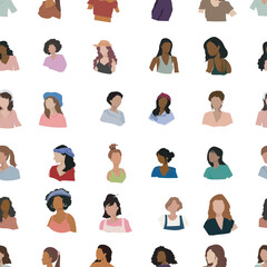 Cartoon women seamless pattern background.
