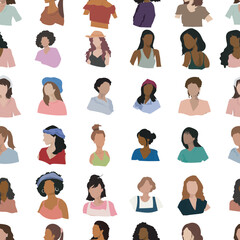Cartoon women seamless pattern background.
