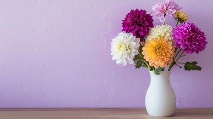 In a white vase there are a bunch of flowers. Stock.