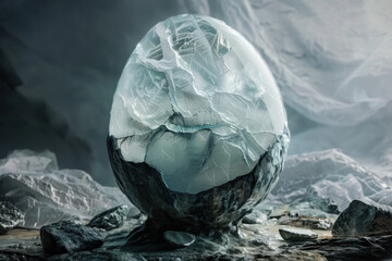 Ice dragon egg, hyperdetailed, photorealistic.