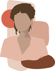Faceless portrait of beautiful woman illustration on transparent background.
