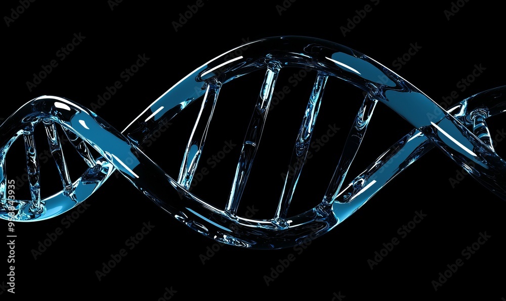 Poster in this concept of biochemistry, the dna molecule is isolated in a white background and rendered in 