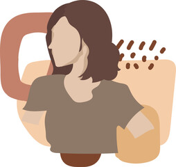 Faceless portrait of woman illustration on transparent background.
