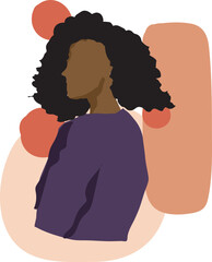 Abstract no face woman illustration on transparent background.
