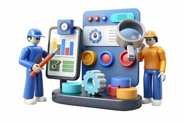 Fototapeta premium Advanced AI Powered Product Testing: Team Ensuring Quality within Budget in High-Tech Environment