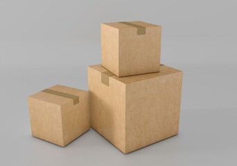 Cardboard box, delivery package, shipping box. Transportation, delivery, shipping concept. Cartoon minimal style.