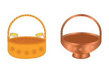 Worship basket in brown and deep yellow color
