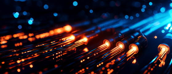 Fiber optic cables boosting bandwidth for global telecommunication networks, fiber optic telecommunication bandwidth, speed and high-capacity communication