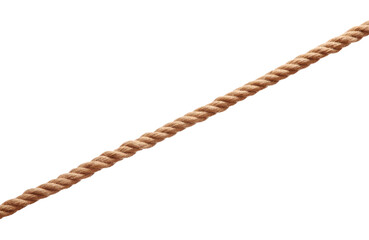 One brown braided rope isolated on white