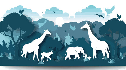 World Wildlife Conservation Day Elephant Giraffe Illustration