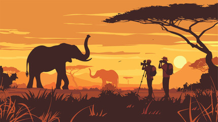 Zoologists in Africa Concept Man and Woman Near Wildlife