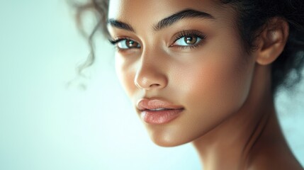 Fototapeta premium Beautiful young women with radiant skin, captured in soft lighting.