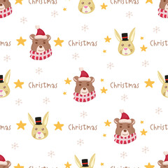 Christmas animal seamless pattern background.
