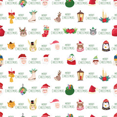 Christmas animal seamless pattern background.
