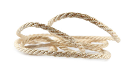 Hemp rope isolated on white. Organic material