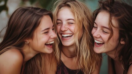 Fototapeta premium Candid photos of young women laughing together.