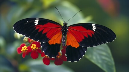 Naklejka premium Butterfly Beauty: Close-Up of a Winged Wonder on a Flower