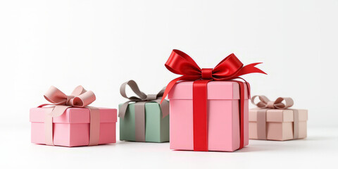 Fototapeta premium gift boxes with a red bow on a white background