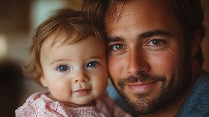 father with a baby girl at home