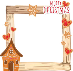 Christmas frame with biscuits illustration on transparent background.
