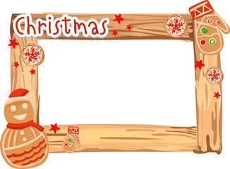 Christmas frame with biscuits illustration on transparent background.
