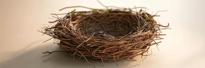 Obraz premium The Empty Nest Syndrome: An empty bird's nest, devoid of the warmth and comfort that once was, symbolizing the loss of loved ones.