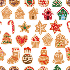 Christmas biscuit seamless pattern background.
