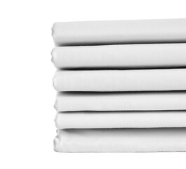 Stack of clean t-shirts isolated on white