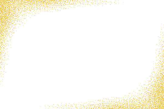 Golden glitter dust particles border frame on transparent background. Luxury gold dust rectangle for holiday decoration, Festive design elements, PNG

