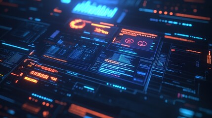 Obraz premium Futuristic Interface With Orange And Blue Lights.