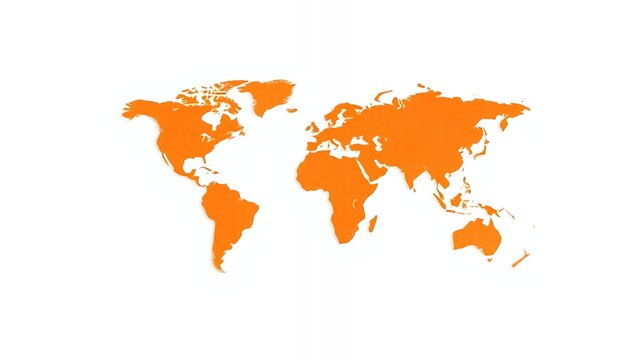 Orange world map on white background