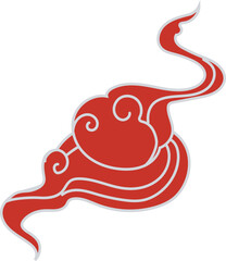 Chinese red cloud illustration on transparent background..

