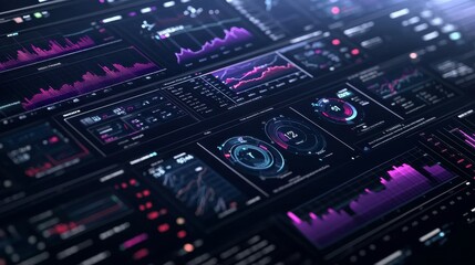 Obraz premium Futuristic Digital Interface with Graphs and Charts.