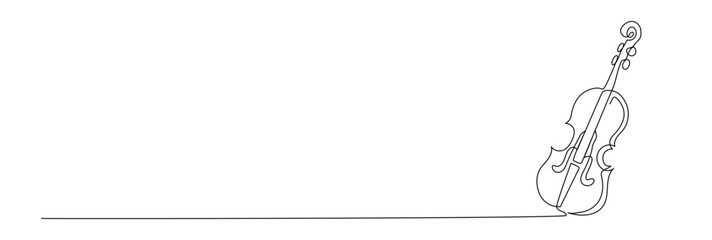 Violin vector illustration in one continuous editable line drawing style. Editable stroke © stockgood