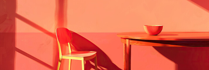 The Empty Chair at the Table: An empty chair at a dining table, set for one.