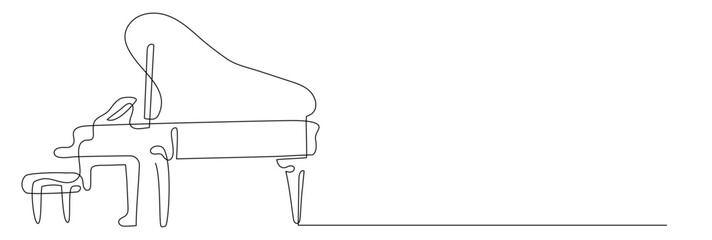 Piano vector illustration in one continuous editable line drawing style. Editable stroke