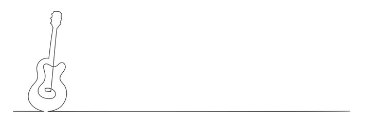 Guitar vector illustration in one continuous editable line drawing style. Editable stroke