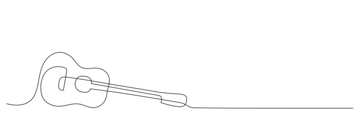 Guitar vector illustration in one continuous editable line drawing style. Editable stroke