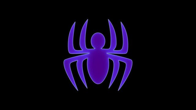 A spider icon with a sleek, symmetrical design, featuring eight slender legs extending from a rounded body. The icon is minimalistic, with sharp, clean lines, conveying precision and subtle creepiness