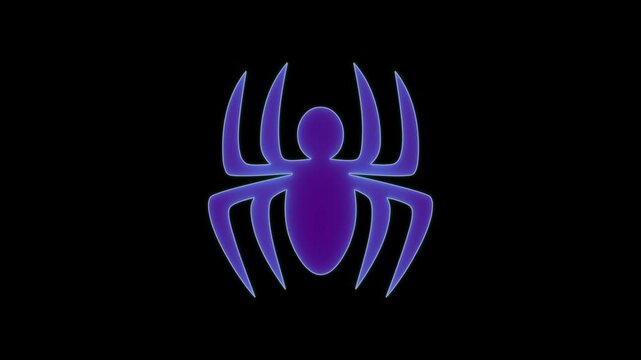 A spider icon with a sleek, symmetrical design, featuring eight slender legs extending from a rounded body. The icon is minimalistic, with sharp, clean lines, conveying precision and subtle creepiness